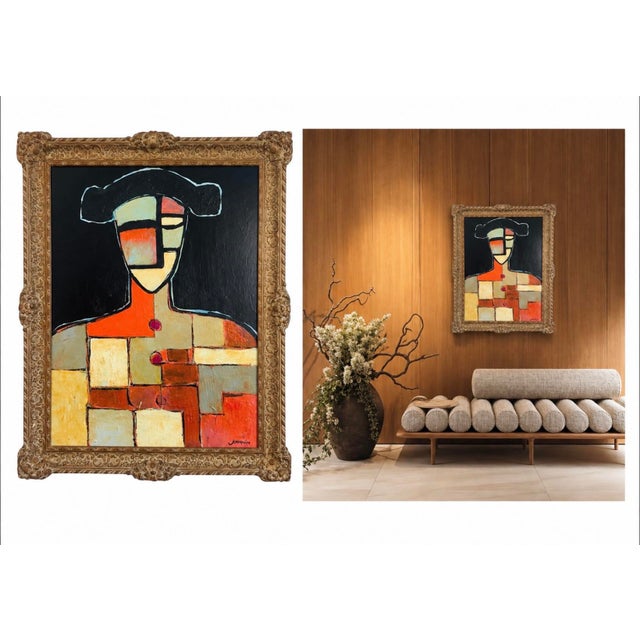Wood Impressive Abstract Matador Painting by Kenneth Joaquin, 41” H X 32” W For Sale - Image 7 of 8