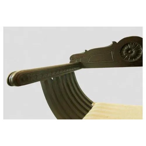 Brown Vintage Savonarola Chair in Dark Wood with Upholstered Seat For Sale - Image 8 of 9