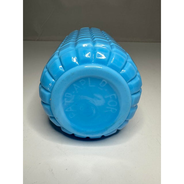 Antique Atterbury Opaque Blue Waffle Pattern Sugar Shaker, c. 1880 For Sale - Image 6 of 10