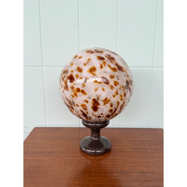 Vintage Glass Sphere on Wooden Base by Alain Delon, 1970s For Sale - Image 14 of 14