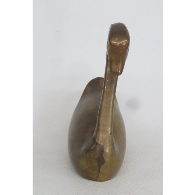 Metal Solid Brass Swan Figurine Mid Century Modern Style Small Decorative Bird 5093b For Sale - Image 7 of 11