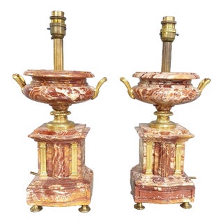 Outstanding Marble Table Lamps, Set of 2 For Sale