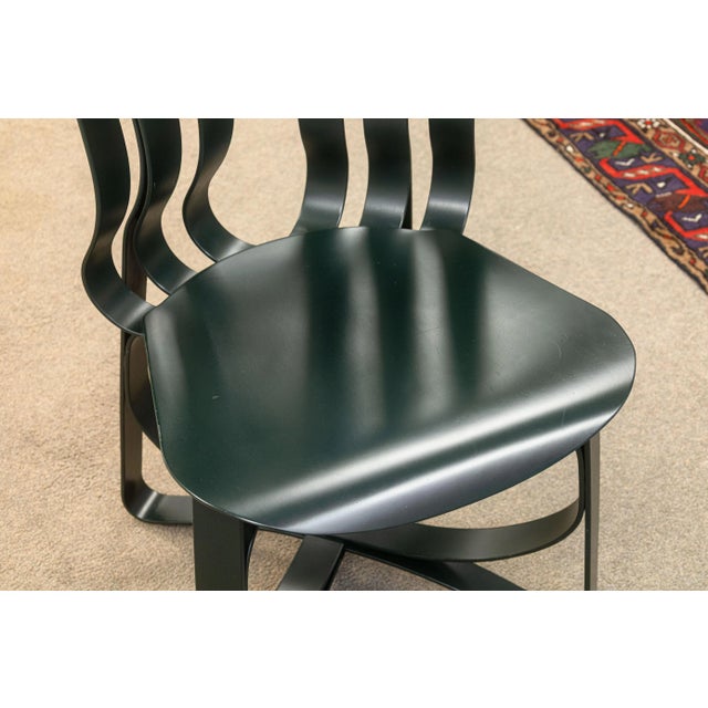 1990s Vintage 1993 Frank Gehry X Knoll Dark Green Hat Trick Maple Bentwood Side Chair For Sale - Image 5 of 11