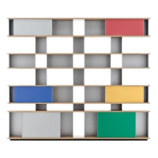 Wood and Aluminium Nuage Shelving Unit by Charlotte Perriand for Cassina For Sale