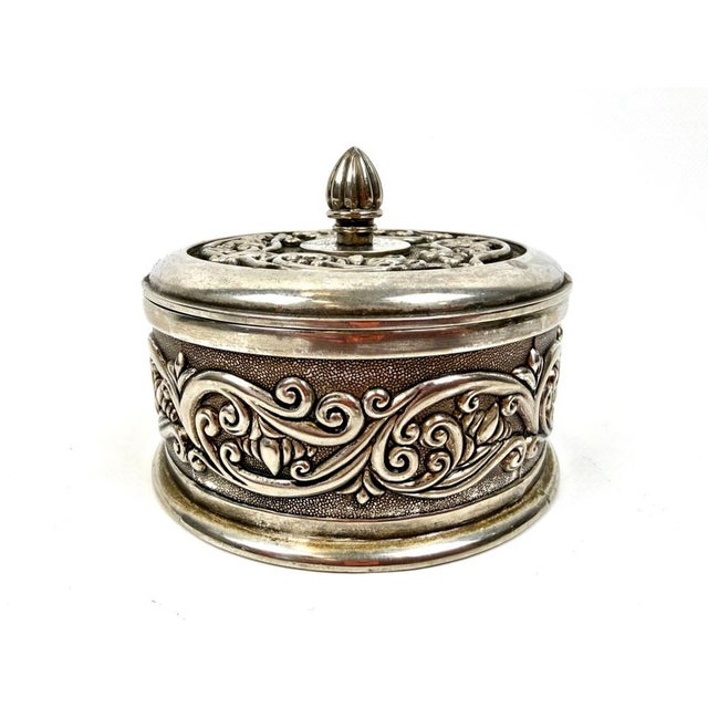 Mid-Century Modern Vintage Silver Plate Brass Jewelry Box, 1950s For Sale - Image 3 of 7