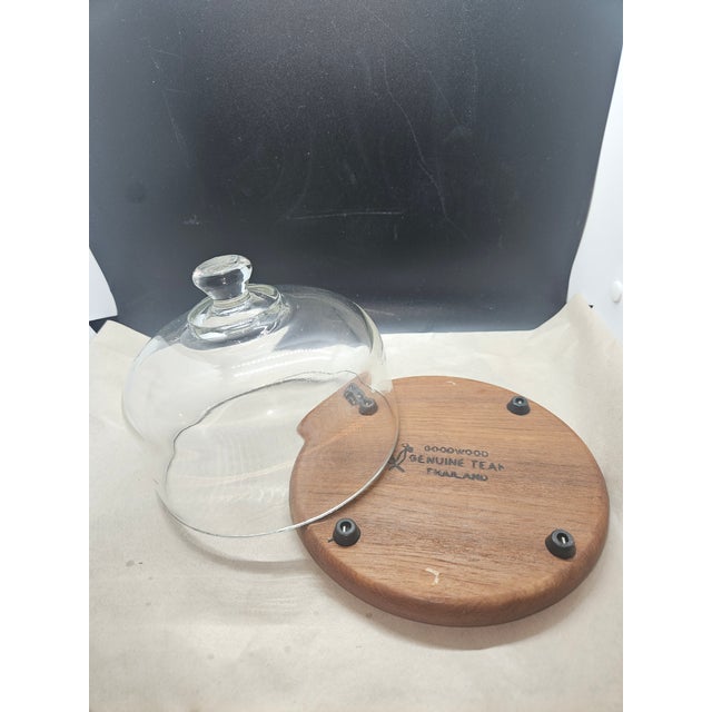 Vintage Goodwood Teak Cheese Board with Glass Dome