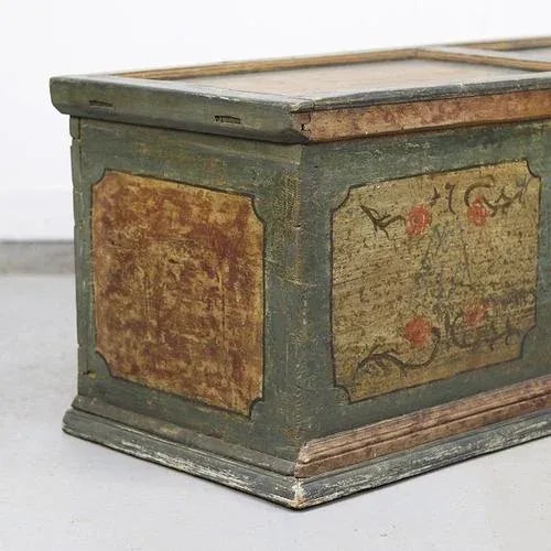Mid 18th Century Large Painted Folk Art Chest, 1753 For Sale - Image 5 of 12