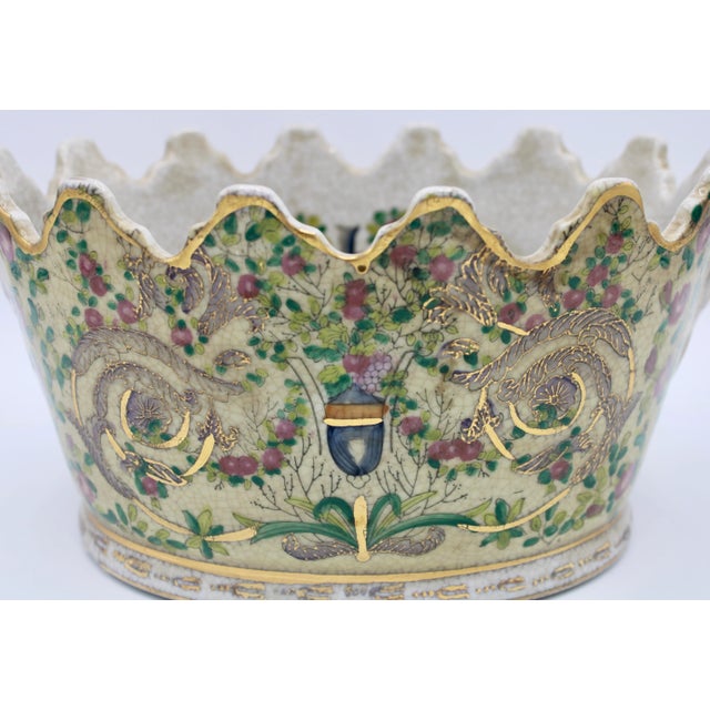 Vintage Chinoiserie Ceramic Cachepot Planter For Sale - Image 10 of 11