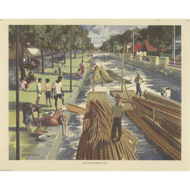 1960s Vintage Poster of Cane and Bamboo Transportation on Java c.1960 For Sale - Image 5 of 5