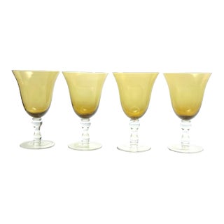 Set of 4 Amber Contemporary Water or All Purpose Glasses For Sale