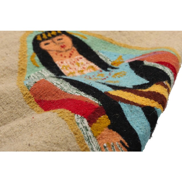 Vintage Tunisian Pictorial Tapestry, 01'04 X 02'09 For Sale In Dallas - Image 6 of 10