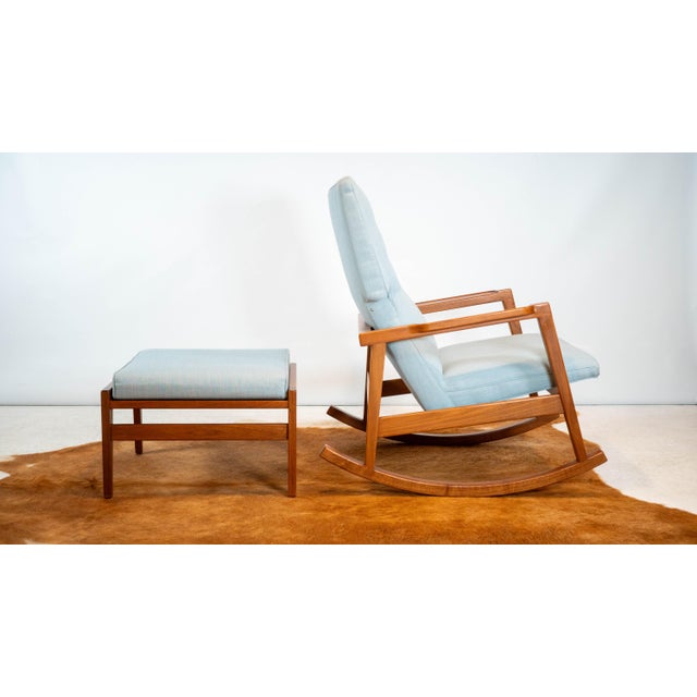 Mid-Century Modern Design Within Reach Risom Rocker and Jens Ottoman, a Set For Sale - Image 3 of 18