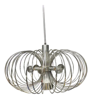 Round Metal Cage Chandelier for Gaetano Sciolari for Lightolier