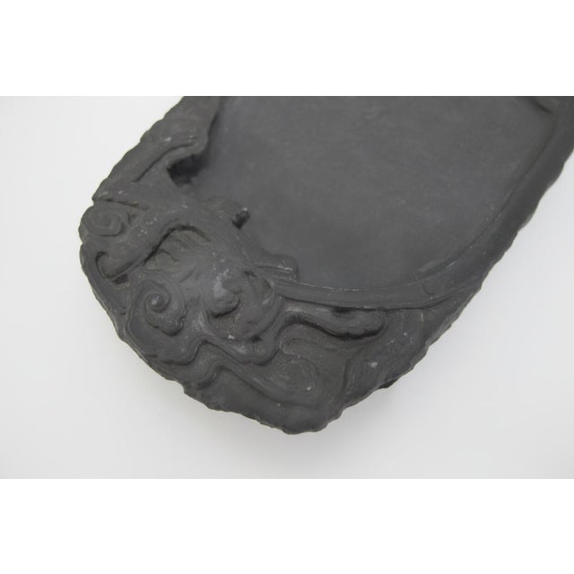 Black Chinese Scholars Calligraphy Dragon Carved Black Slate Ink Stick Grinder Stone For Sale - Image 8 of 10