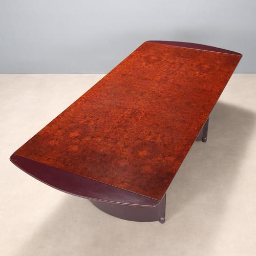 Brown Vintage Italian Office Table in Burl Veneer, 1980s For Sale - Image 8 of 10