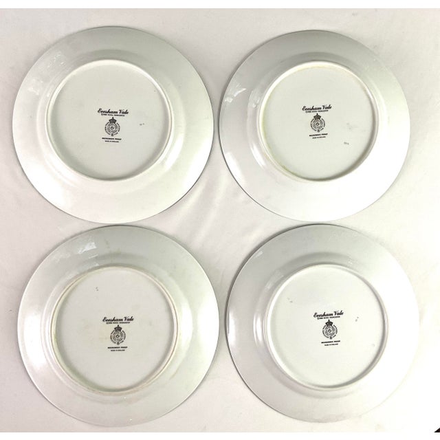 1980s 1980s Royal Worcester Evesham Vale-Green Rim – Dinner Plates, Set of Four For Sale - Image 5 of 8