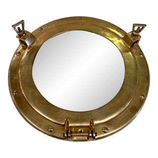 Vintage 1960s Porthole Brass Mirror For Sale