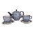 1940s Small Teapot by Lomonosov Cobalt Net Pattern - Set of 5 For Sale