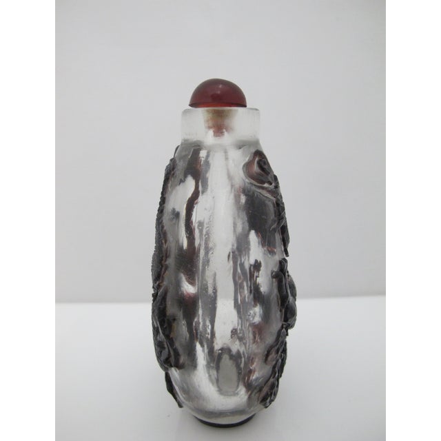 Large Chinese Peking Glass Red Dragon Overlay Snuff Bottle For Sale In Portland, OR - Image 6 of 11