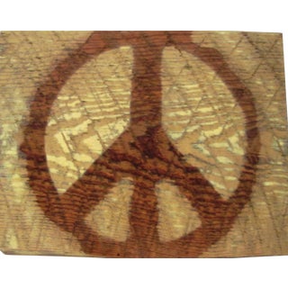 1960s Hanging Georgia Barn Wood Pyrographed Peace Sign For Sale