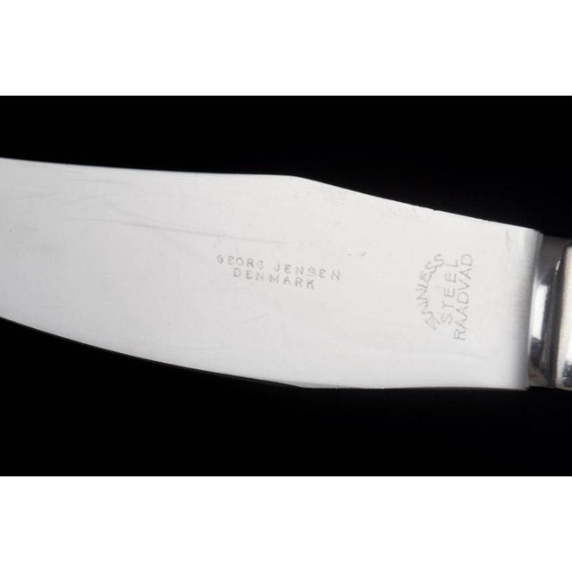 1940s Lunch Knives in Stainless Steel and Sterling Silver by Georg Jensen, 1940s, Set of 4 For Sale - Image 5 of 6