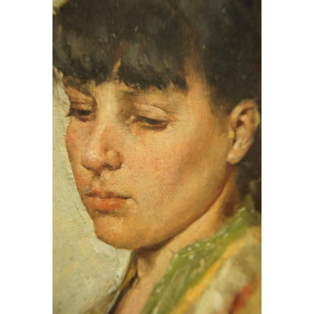 Giovanni Fattori, Portrait of a Woman, 19th Century, Oil Painting on Canvas, Framed For Sale - Image 16 of 18