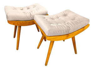 Mid-Century Maple Ottomans with Curved Frames, 1960s, Set of 2