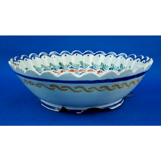 White Large Antique French Ceramic Bowl by Henriot Quimper, 1800s For Sale - Image 8 of 18