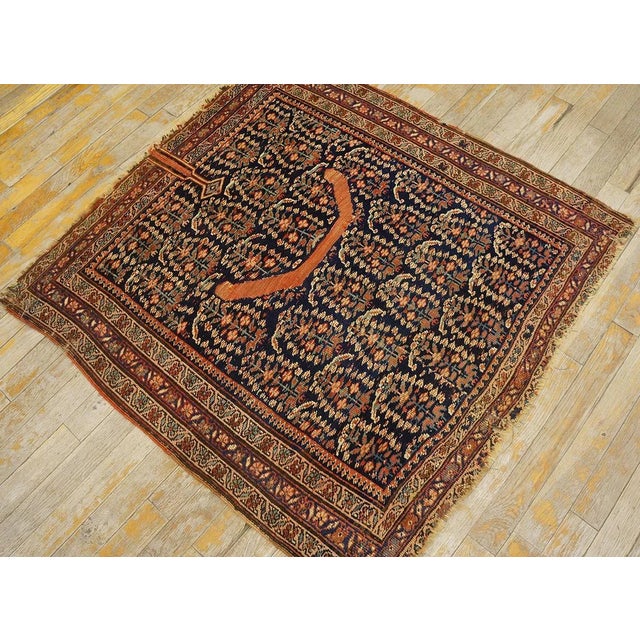 19th Century Persian Afshar Saddle Carpet ( 3'2" x 3'4" - 97 x 102 cm ) Antique Afshar Persian Allover Floral Hand Knotted...
