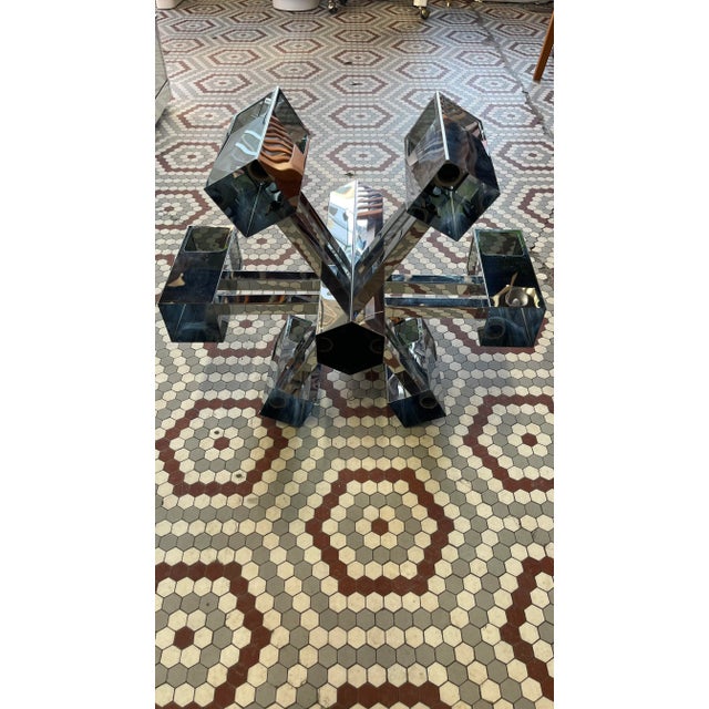 Metal Vintage 1970’s Mid Century Fredrick Ramond Chrome Chandelier For Sale - Image 7 of 10