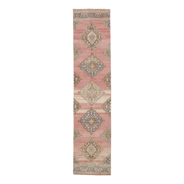 Vintage Soft Pink Runner Rug For Sale