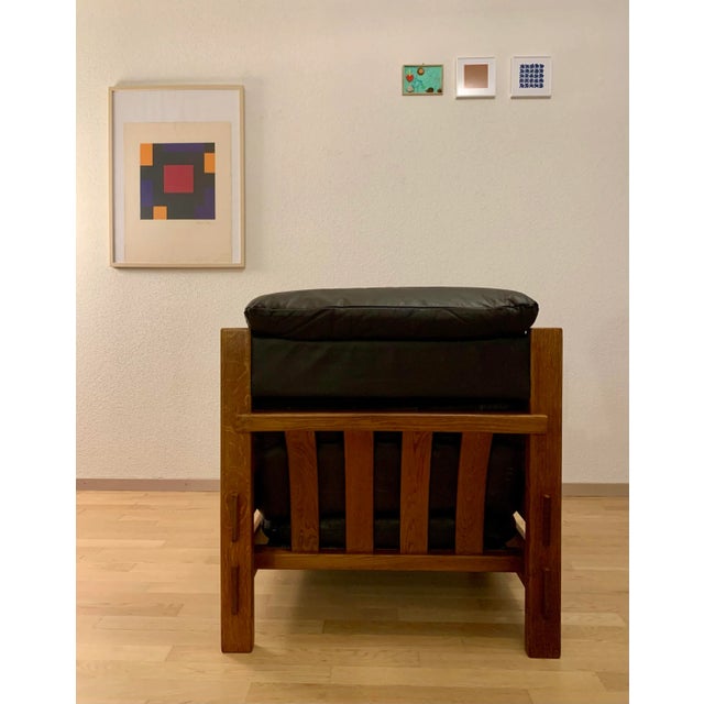 Brutalist Leather Armchair in the style of Pierre Chapo, 1970s For Sale - Image 12 of 12