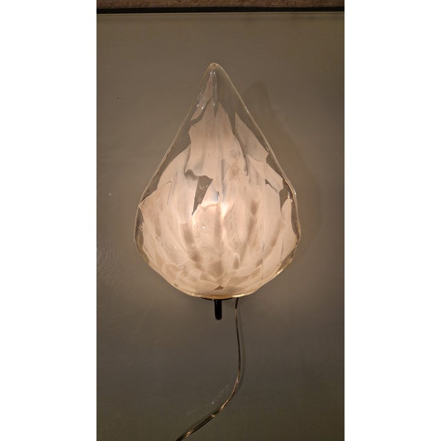 Leaf Wall Lamps in Transparent and White Murano Glass from La Murrina, 1980s, Set of 2 For Sale - Image 16 of 18