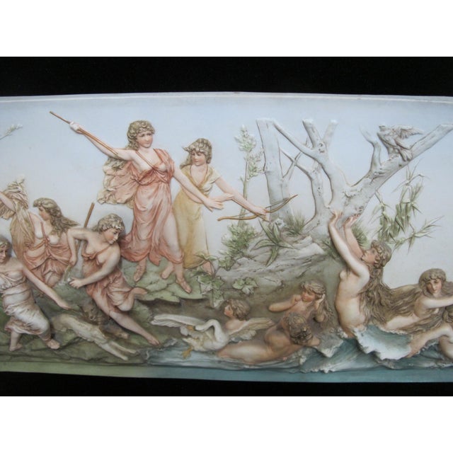 Hunt of Diana Karl Ens Volkstedt German Bisque Wall Plaque After Hans Makart For Sale In Portland, OR - Image 6 of 12