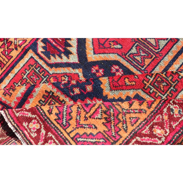 Antique Hand-Knotted Karajeh Gallery Rug in Wool With All-Over Geometric Design 4'4 X 12'8 For Sale - Image 11 of 12