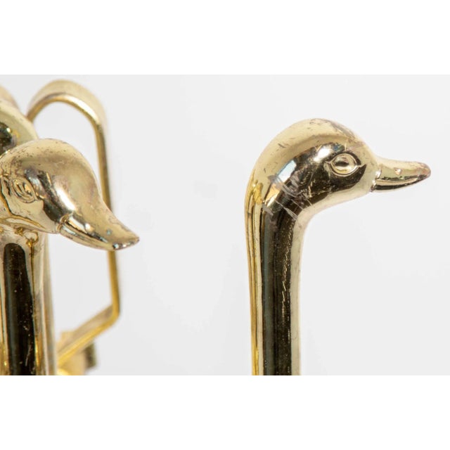 Late 20th Century Vintage Fireplace Tools in Brass Metal Plated With Duck Heads Fire Tools For Sale - Image 5 of 12