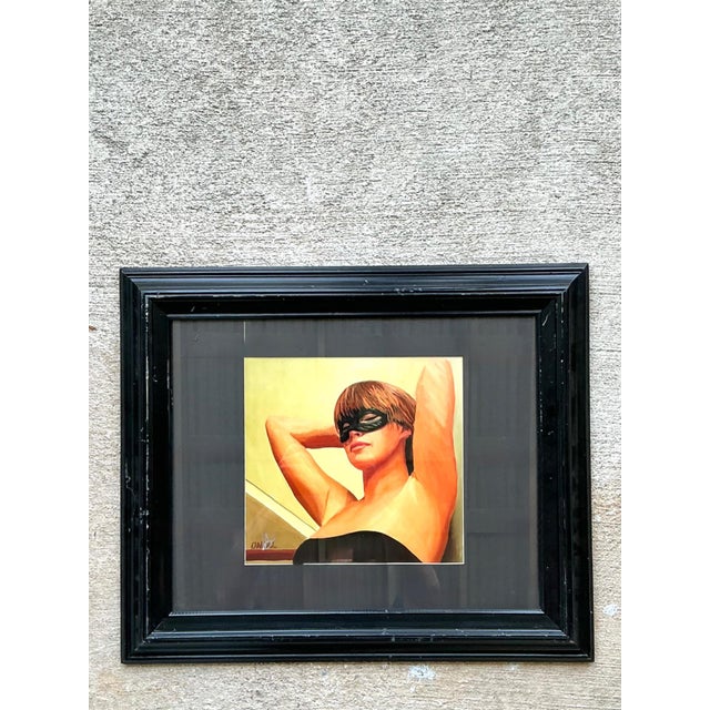 A captivating vintage oil print by acclaimed American artist Peter O'Neill, this striking figurative artwork portrays a...