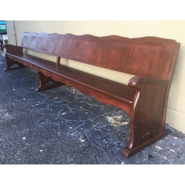 Baroque 11.5´ 20th Century Monumental Church Walnut Bench Settee For Sale - Image 3 of 9