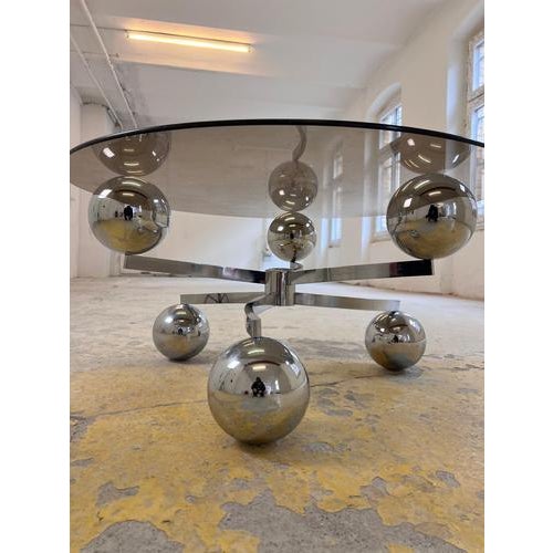Atomic Coffee Table in Glass and Chrome For Sale - Image 11 of 11