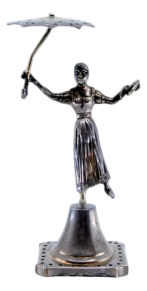 Silver Toothpick Holder with Lady