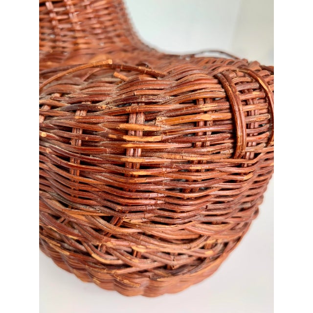 Wood Vintage Woven Rattan Chicken Basket With Lid For Sale - Image 7 of 11