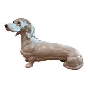 1960s Life Sized Italian Glazed Terra Cotta Dachshund