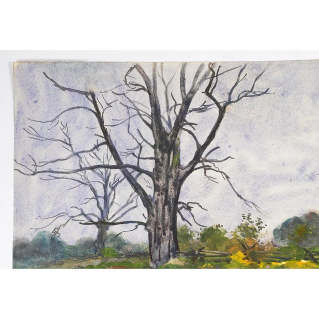 American Antique 1922 New England Landscape Painting by Egbert Cadmus For Sale - Image 3 of 8