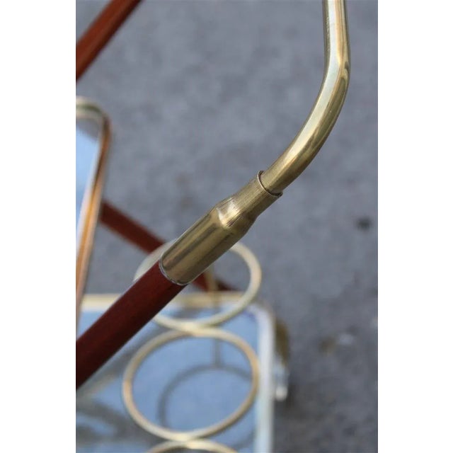 Brown Wood & Brass Trolley, 1950s For Sale - Image 8 of 13