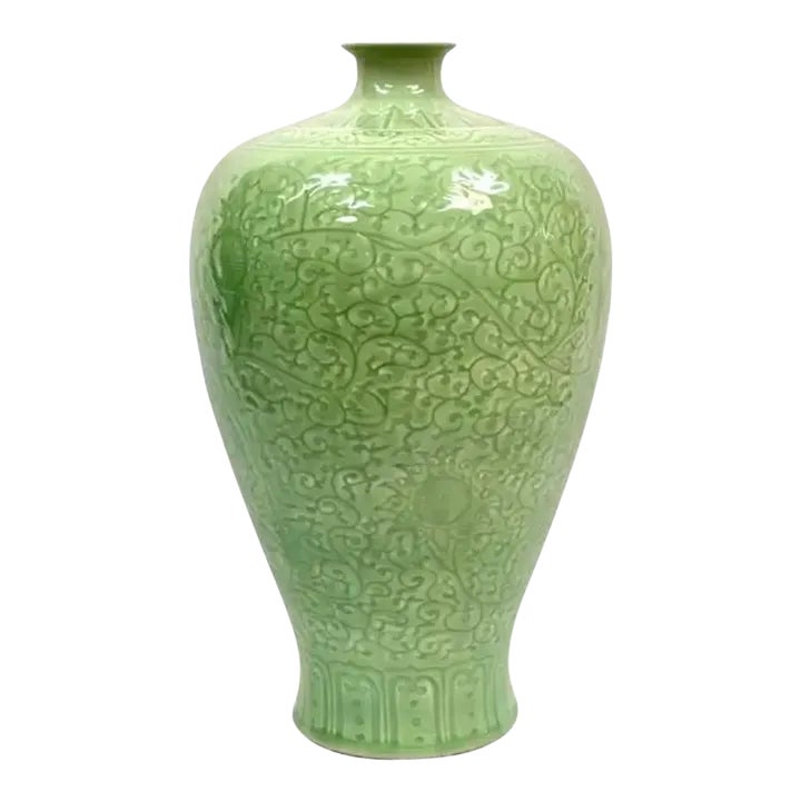 中国セラドン - Chinese Celadon Large Chinese Celadon Porcelain Vase | Chairish