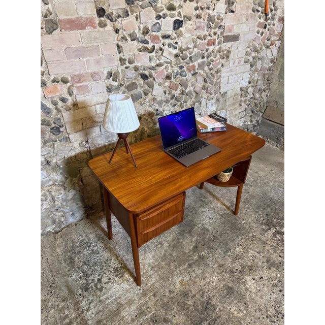 Small Vintage Danish Teak Desk by Gunnar Nielsen for Tibergaard, 1960 For Sale - Image 6 of 18