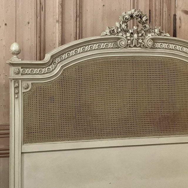 19th Century French Louis XVI Painted Queen Bed With Caning For Sale - Image 17 of 18