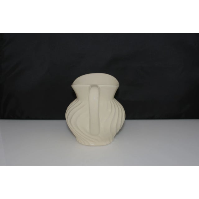 Vintage Fioriware Zanesville Art Pottery Pitcher Cream Color Swirl Design For Sale In West Palm - Image 6 of 10