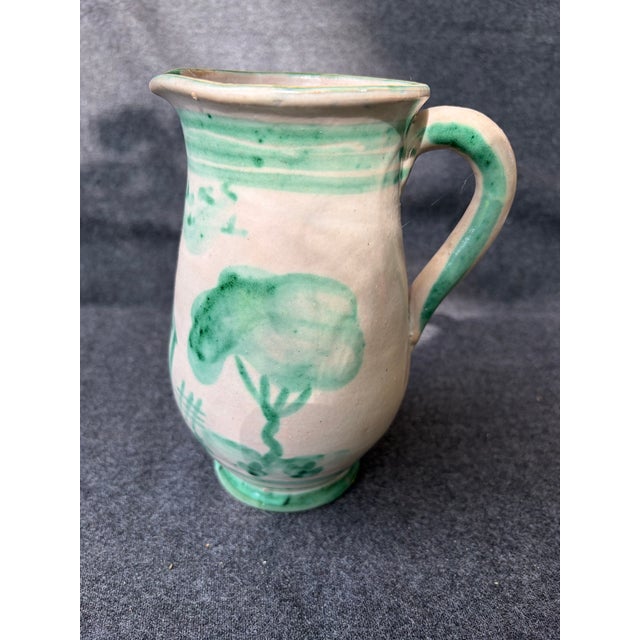 Vintage Painted Italian Folk Art Stoneware Pitcher Jug For Sale - Image 9 of 15