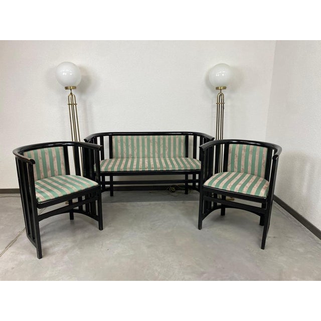Wittmann Fledermaus Seating Group attributed to Josef Hoffmann for Wittmann Wien, 1950s, Set of 3 For Sale - Image 4 of 14
